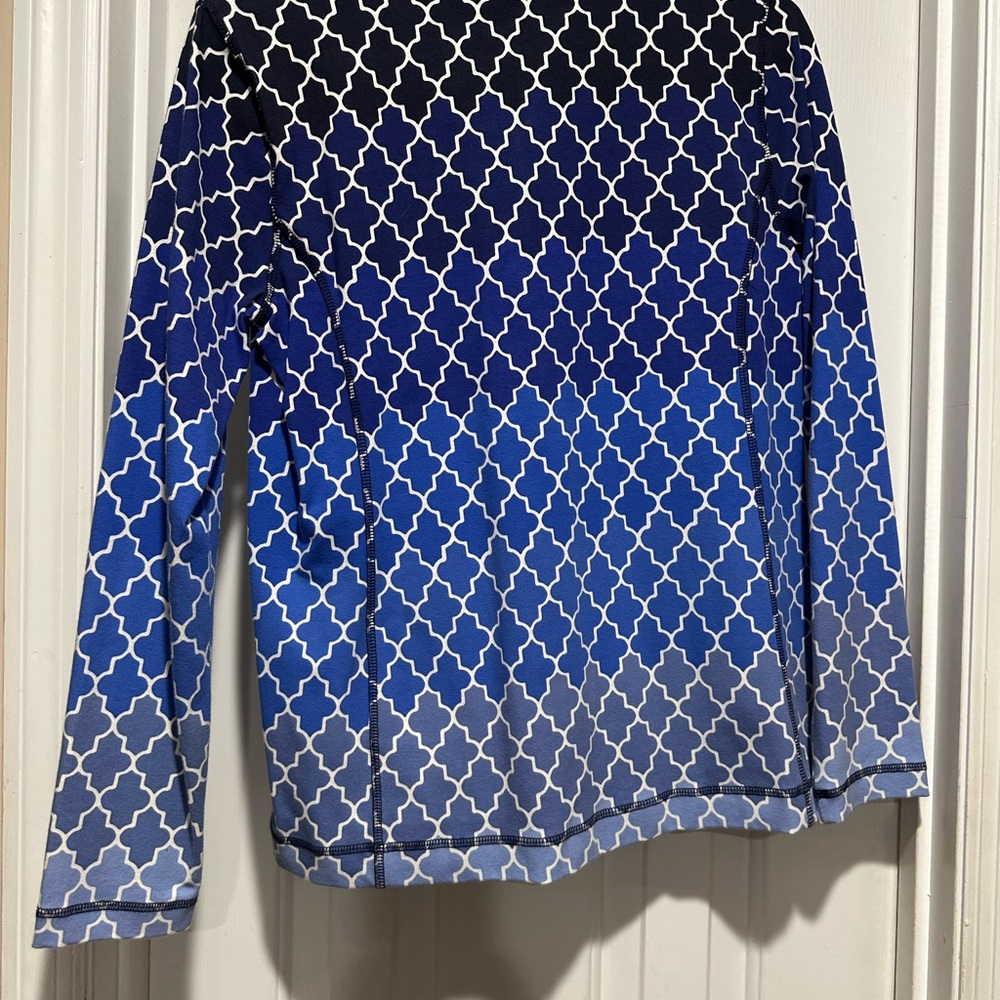 Talbots Navy and White Patterned Top